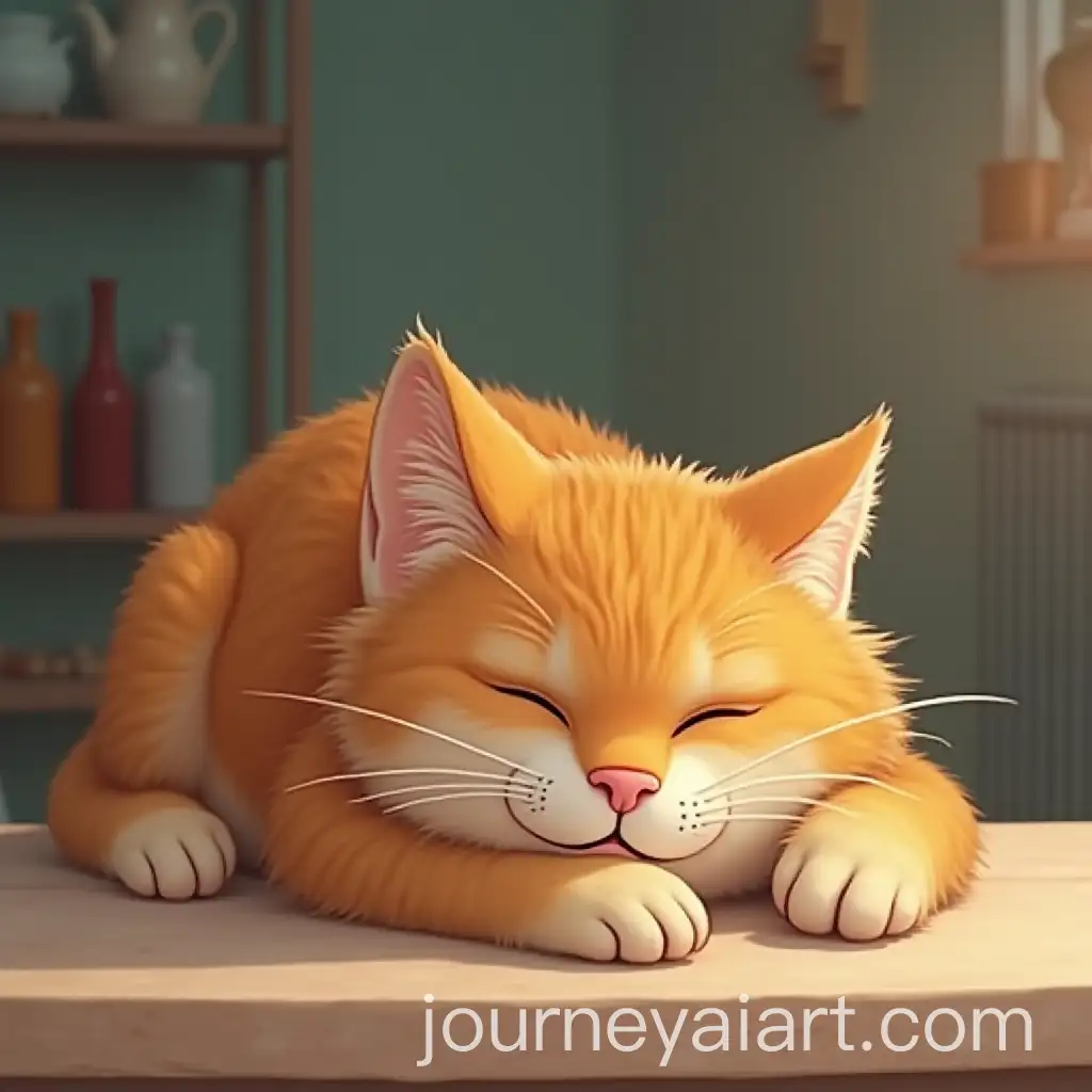 Cute-Orange-Cat-Sleeping-Peacefully-on-aAI-Image-Prompt-Expansion-Table-in-Cozy-Room