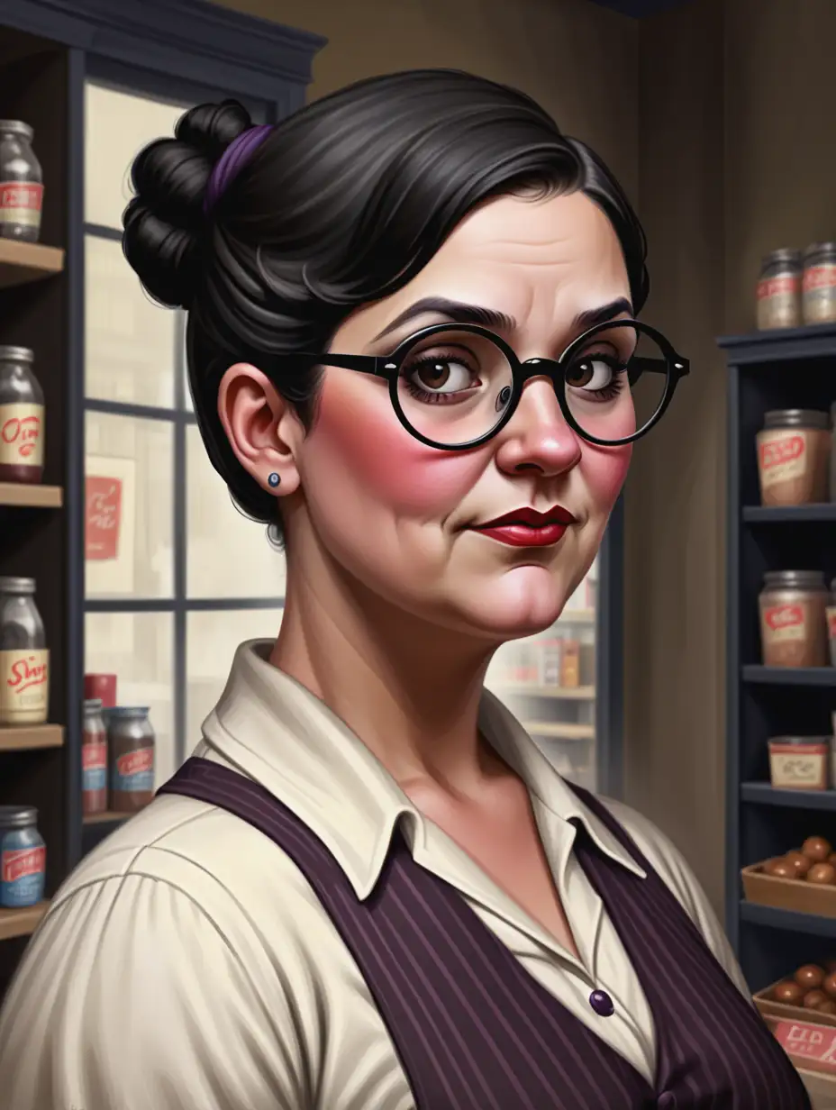 1920s American Female Shop Owner Portrait with HalfRim Glasses