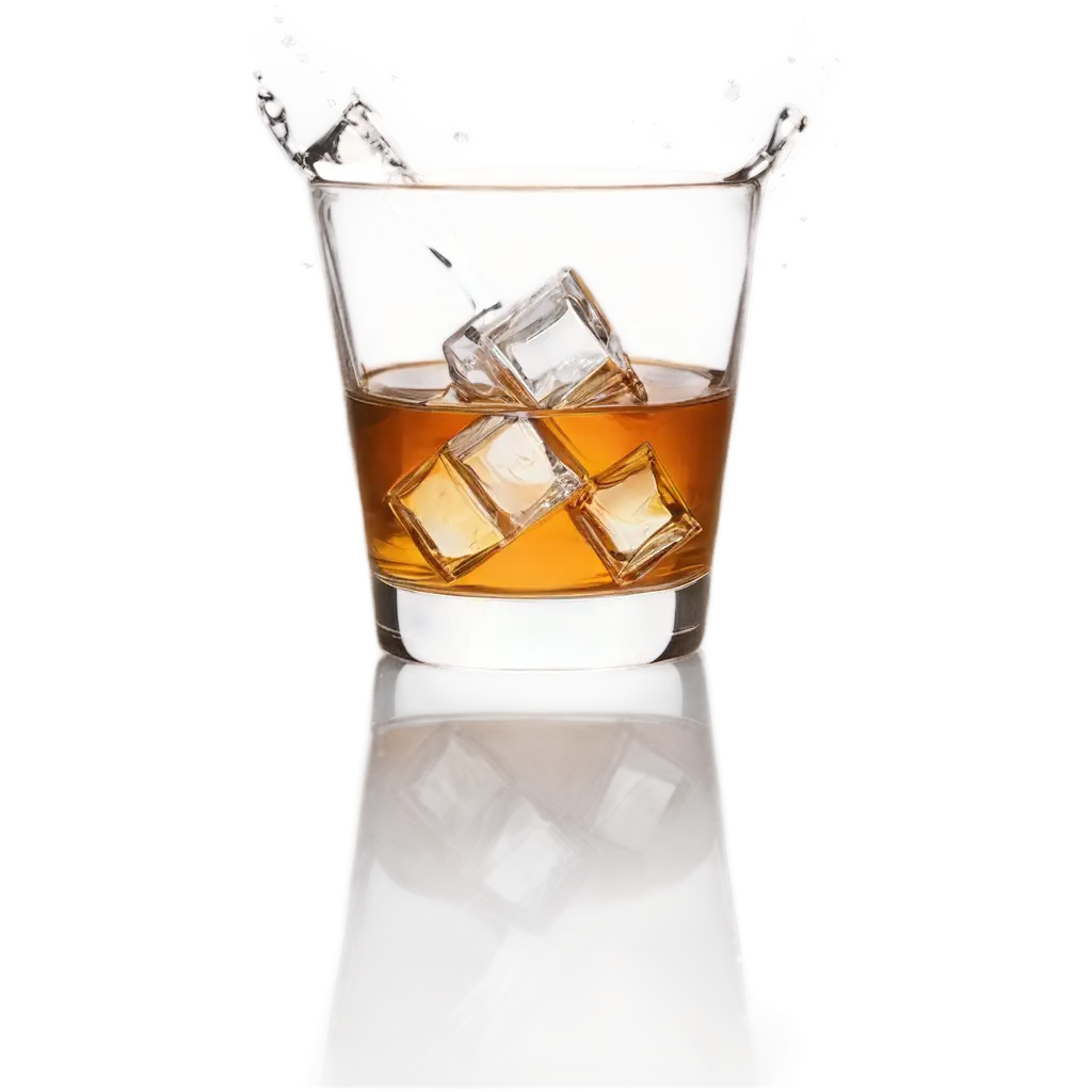 Crystal-Clear-PNG-Image-of-a-Whiskey-Glass-with-Ice-and-Reflection