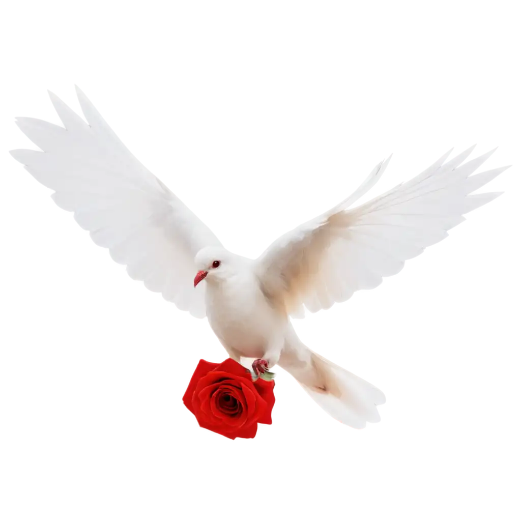 PNG-Image-of-a-White-Dove-Flying-with-a-Red-Rose-Symbolism-and-Clarity