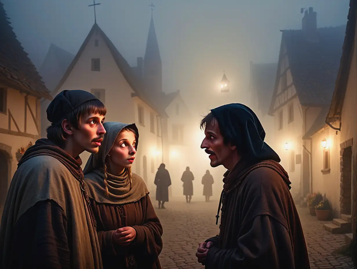 Whispering-People-in-a-Foggy-Medieval-Village-Night-Scene