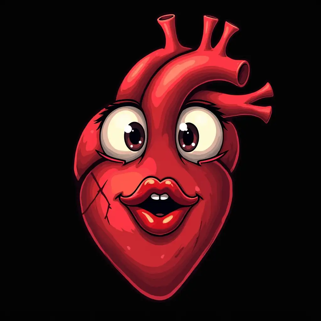 Vegan-Anthropomorphic-Red-Heart-with-Lips-and-Eyes-TShirt-Design-Concept