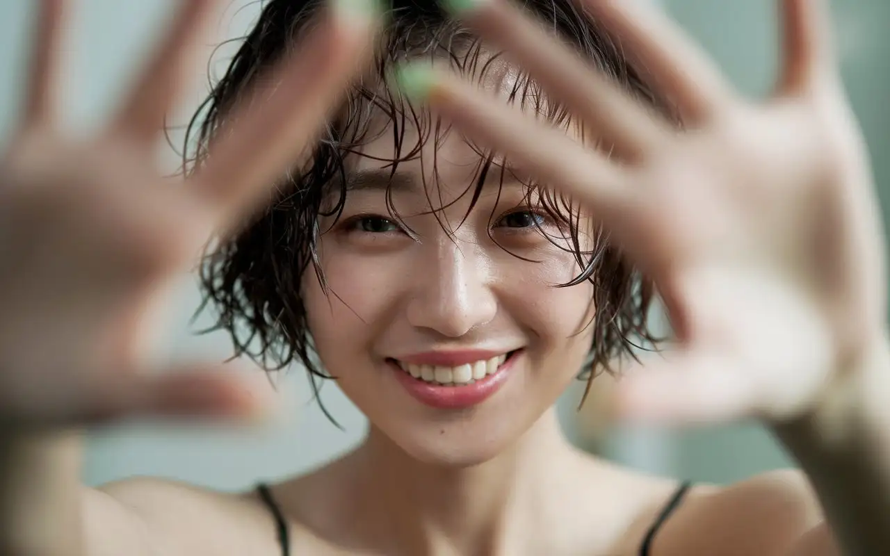 Intimate-Closeup-of-a-Young-Chinese-Womans-Hand-and-Face