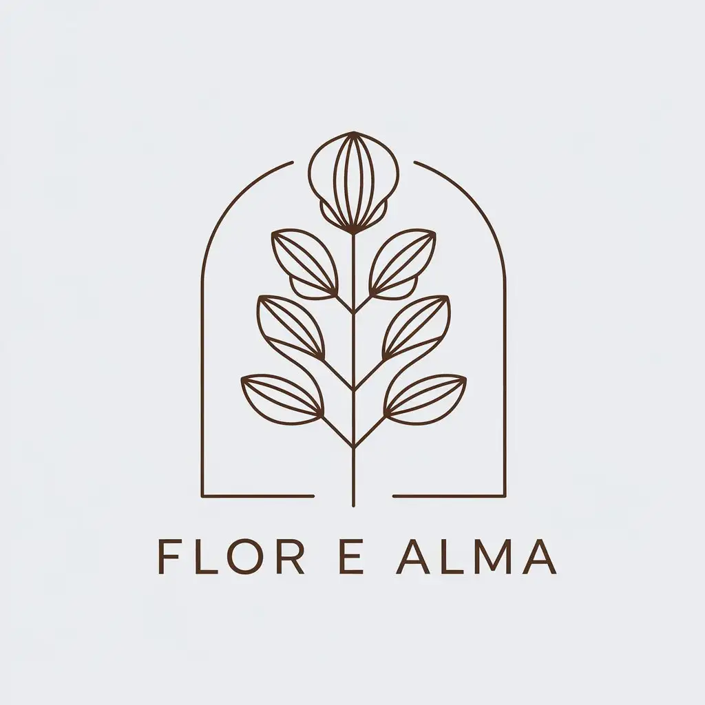 LOGO Design for Flor e Alma Minimalistic Branch Symbol with Clear Background