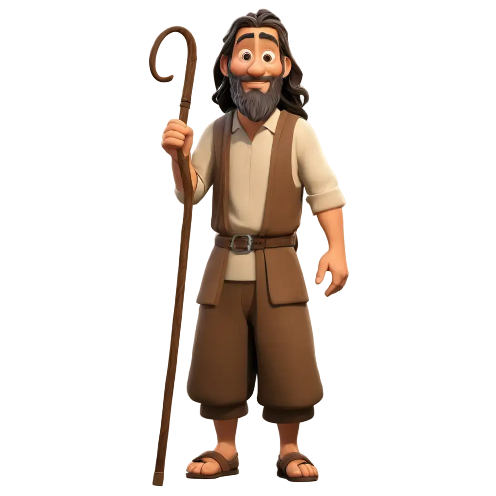 Noah-from-the-Bible-Cartoon-Style-PNG-Image-with-Animated-Full-Body-Holding-Staff