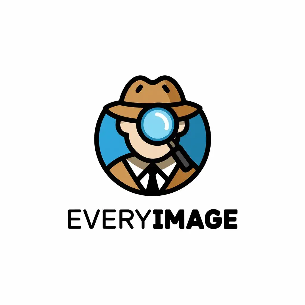 a vector logo design,with the text "EveryImage", main symbol:detective,Moderate,be used in Technology industry,clear background