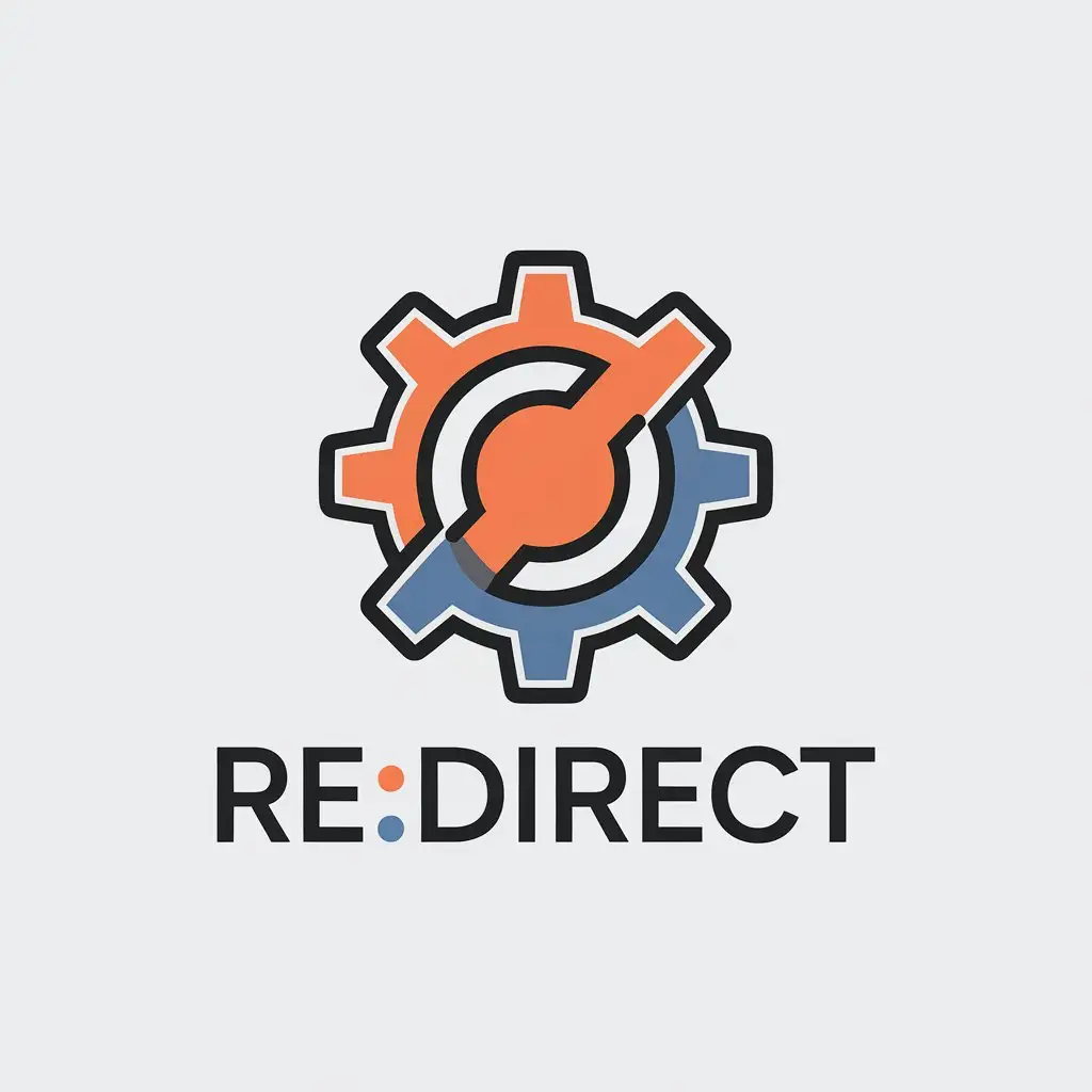 a vector logo design,with the text "re:Direct", main symbol:Gear, cartoonish, minimalistic,Minimalistic,be used in Internet industry,clear background