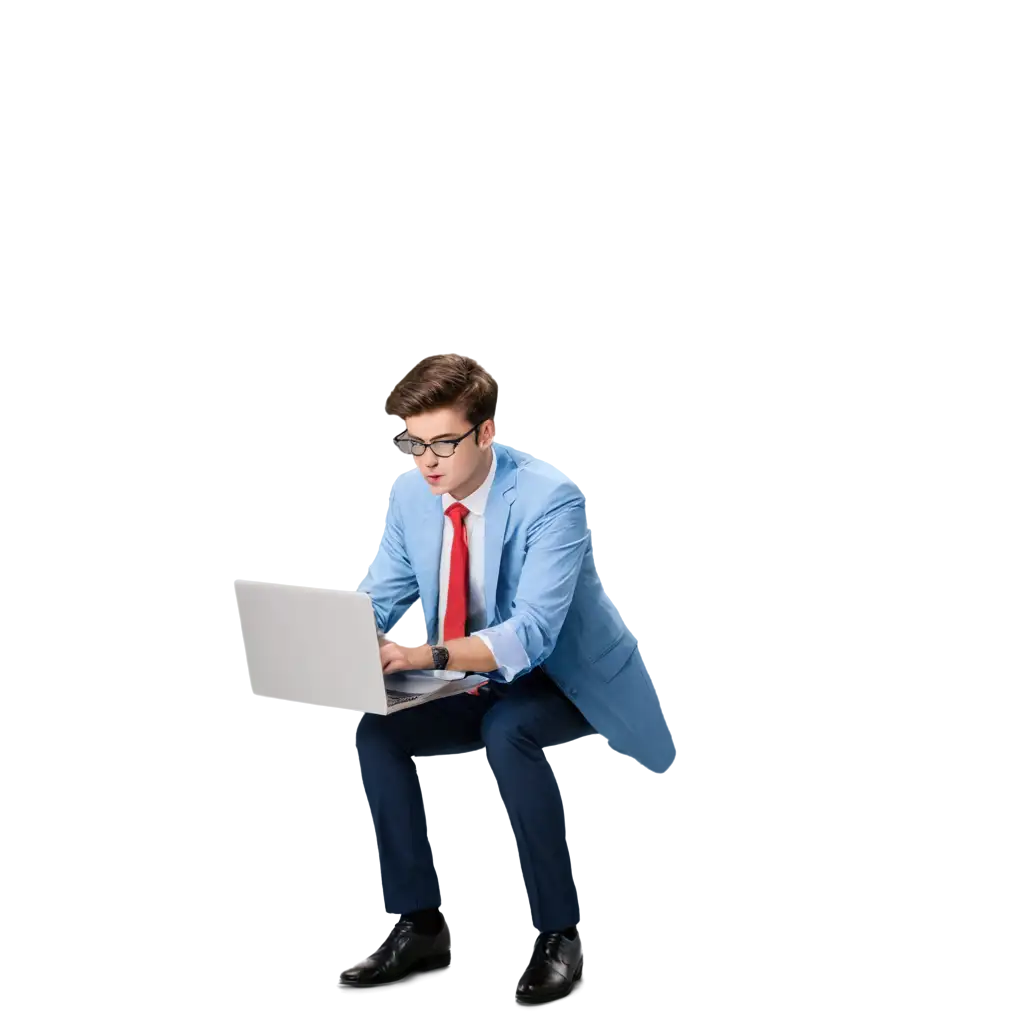 PNG-Image-of-a-College-Boy-in-Classroom-with-Blue-Shirt-Executive-Suit-Laptop-Cap-and-Spectacles