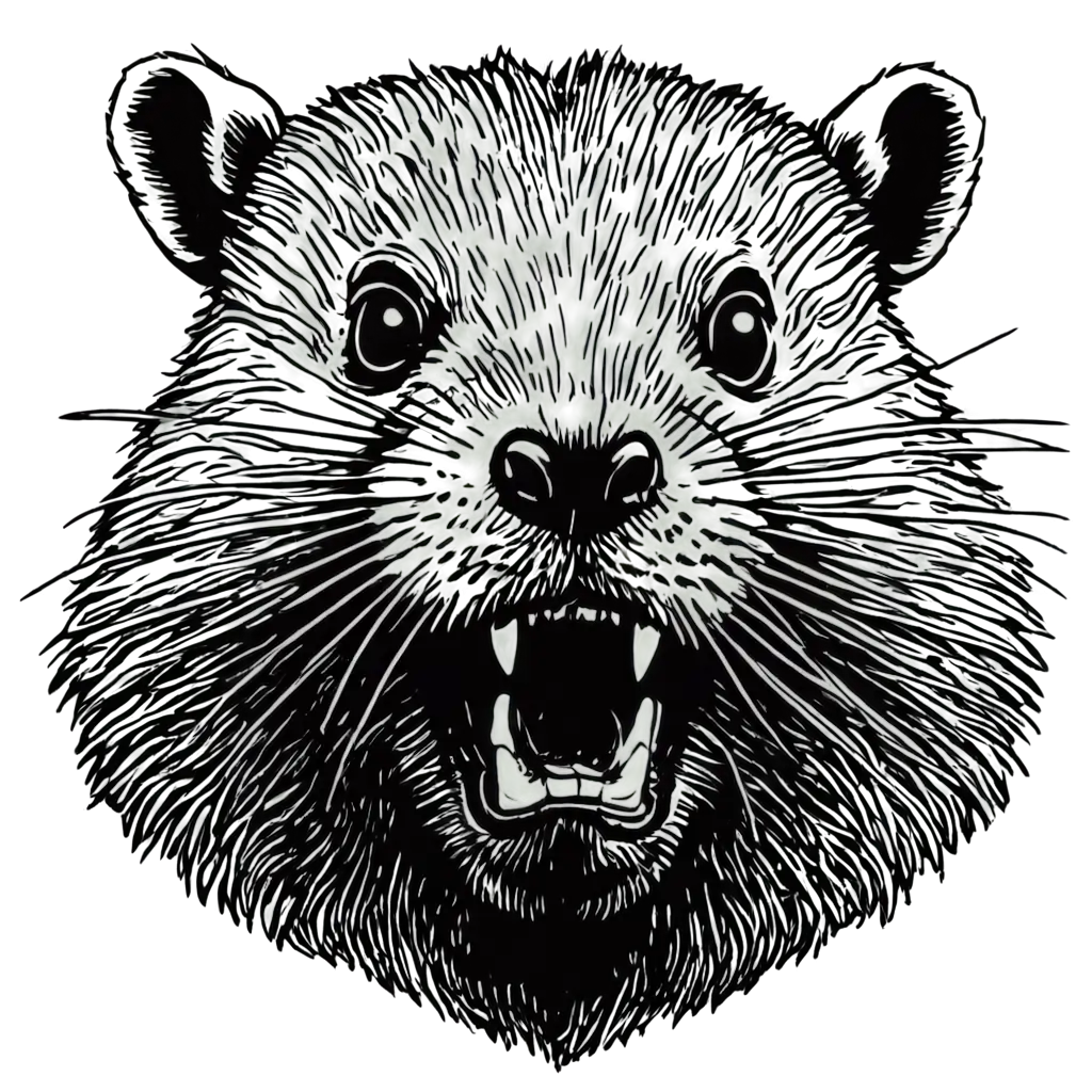Dark-Scary-Beaver-Head-in-Black-Lines-HighQuality-PNG-Image-for-Versatile-Use