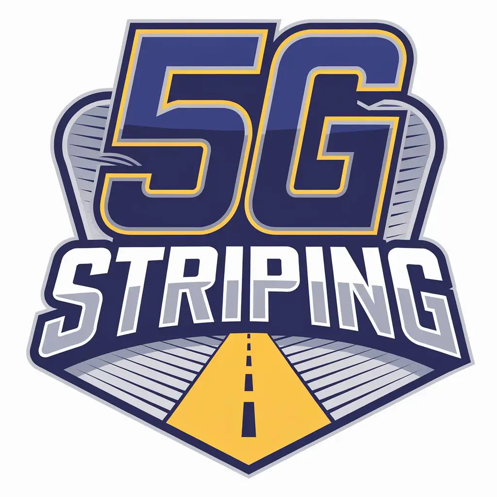 LOGO Design for 5G Striping Bold Blue Yellow with Roadway Theme