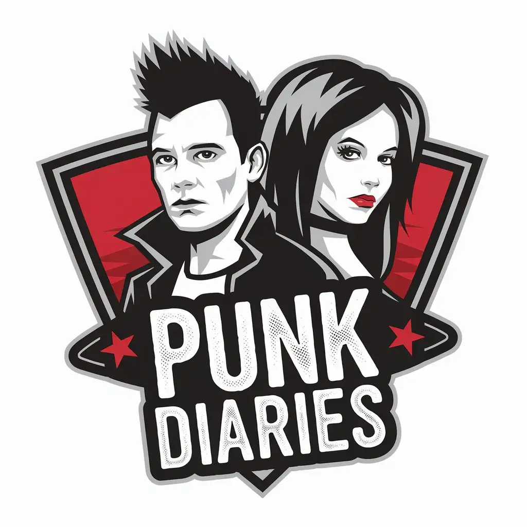 LOGO Design for Punk Diaries Spiky Hair Punk and Goth Girl Theme for Entertainment Industry