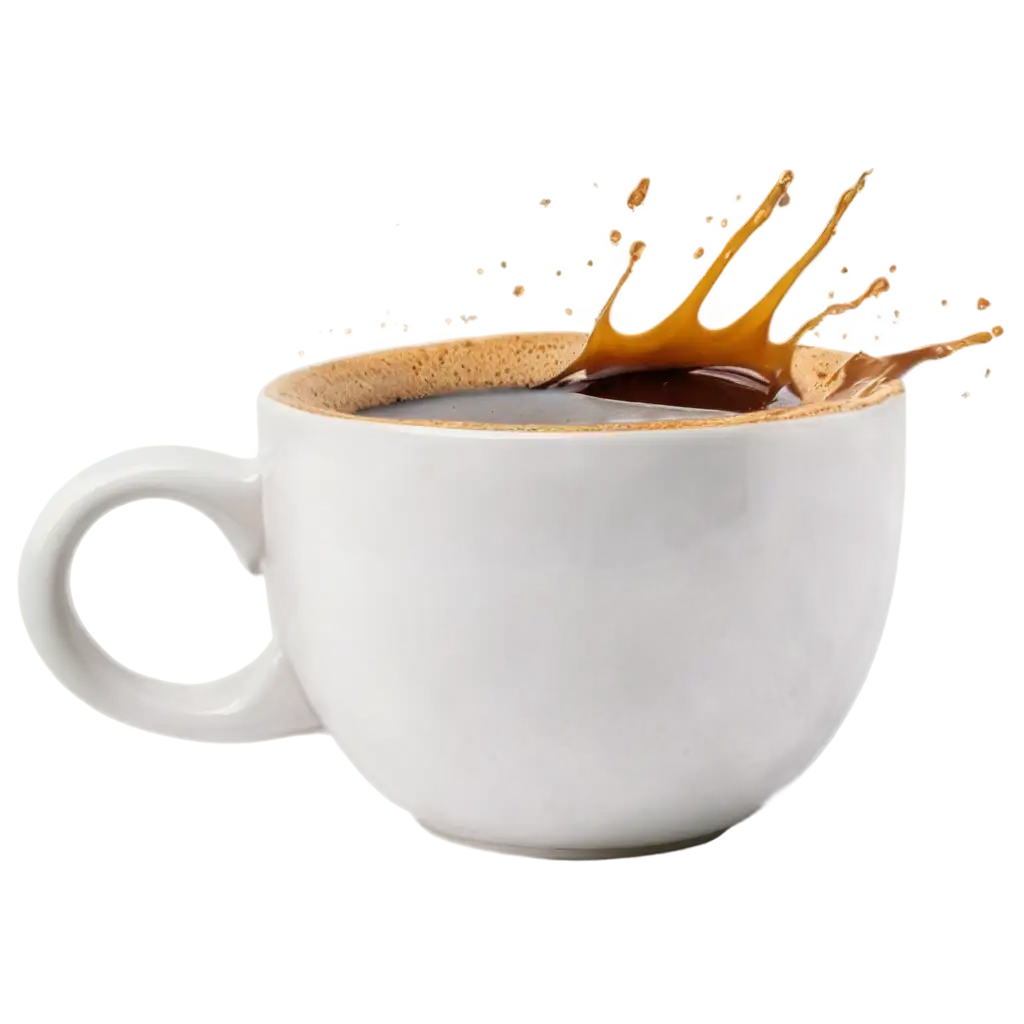 Liquid-Coffee-Splashing-PNG-Image-HighQuality-Visualization-of-Coffee-Spilling-from-a-White-Mug