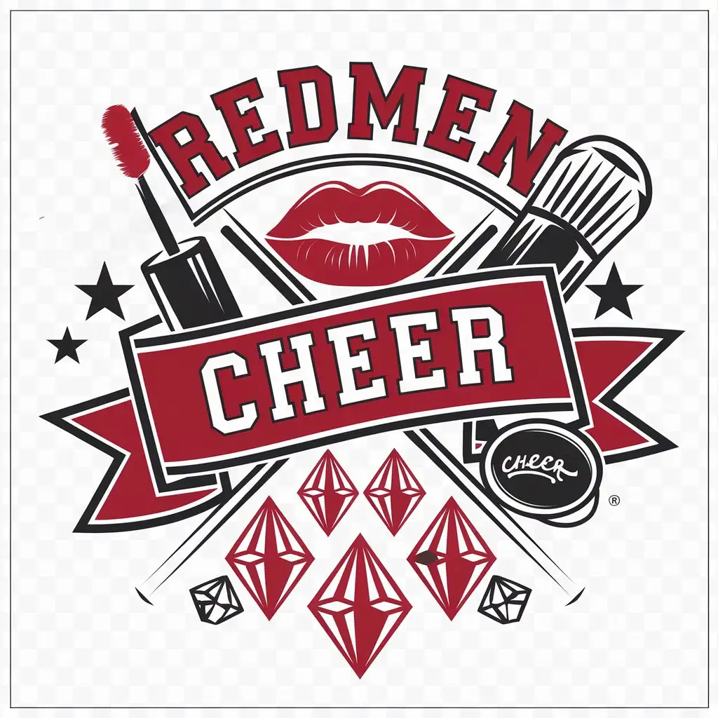 LOGO Design for Redmen Cheer Lipgloss Compact Mirror Cheer Bow Diamonds Theme