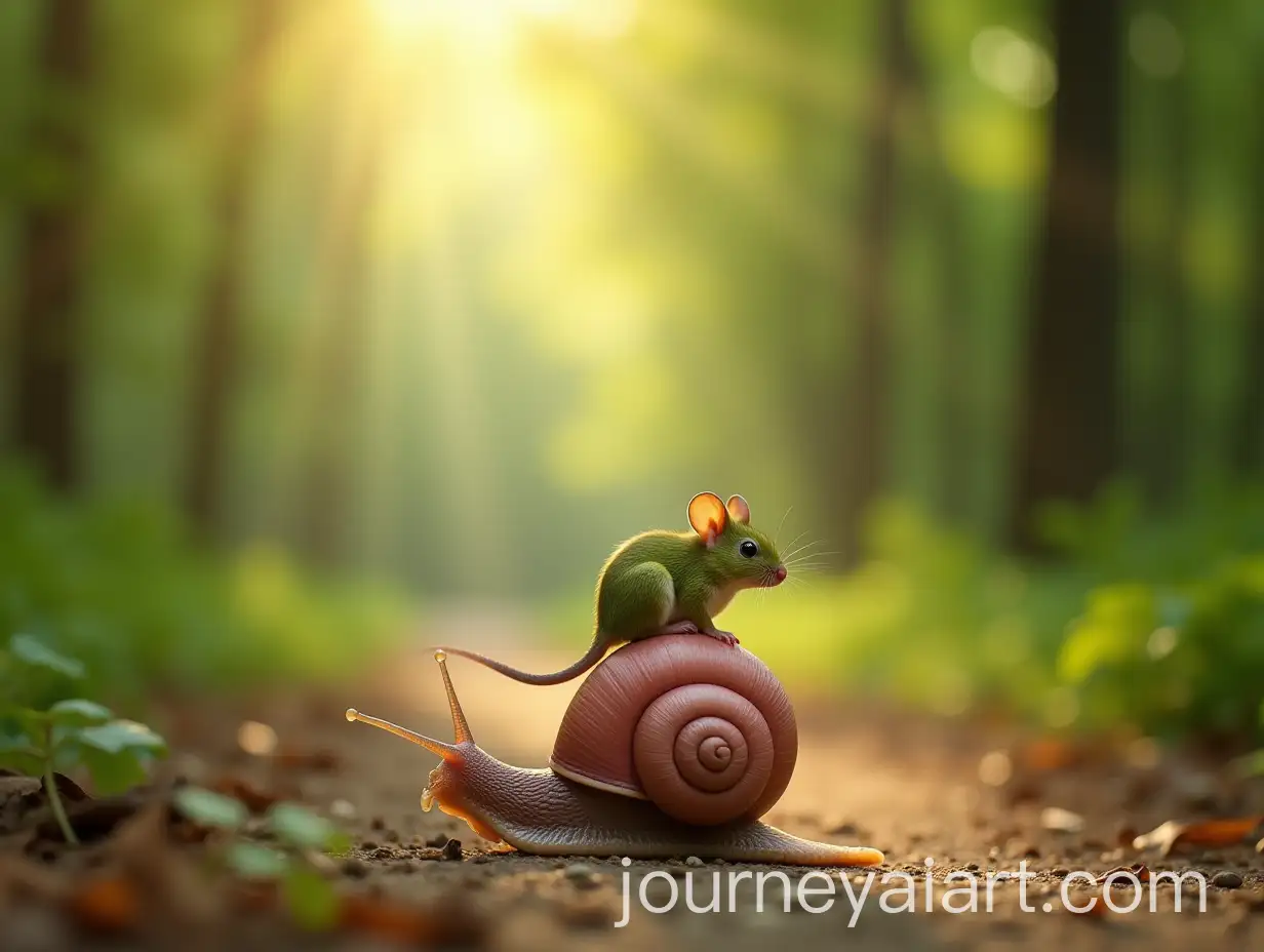 GreenAI-Art-Prompt-Expansion-Mouse-on-Pink-Snail-in-a-Summer-Forest