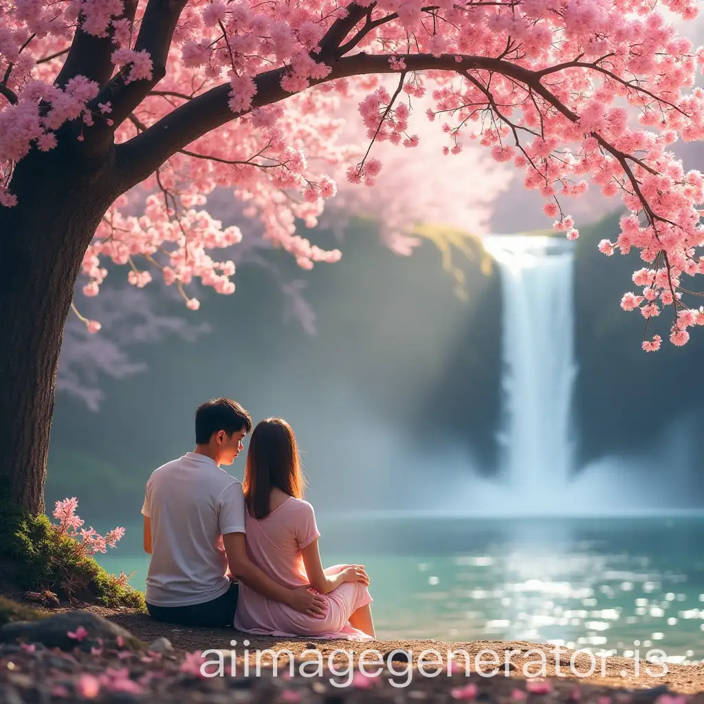 Couple-Holding-Hands-Under-Cherry-BlossomAI-Image-Prompt-Expansion-Tree-by-River-with-Waterfall