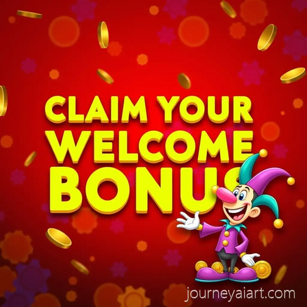 Exciting-Virtual-Casino-Welcome-Bonus-Promotion-with-Smiling-Jester-andCasino-promotion-image-design-Falling-Coins