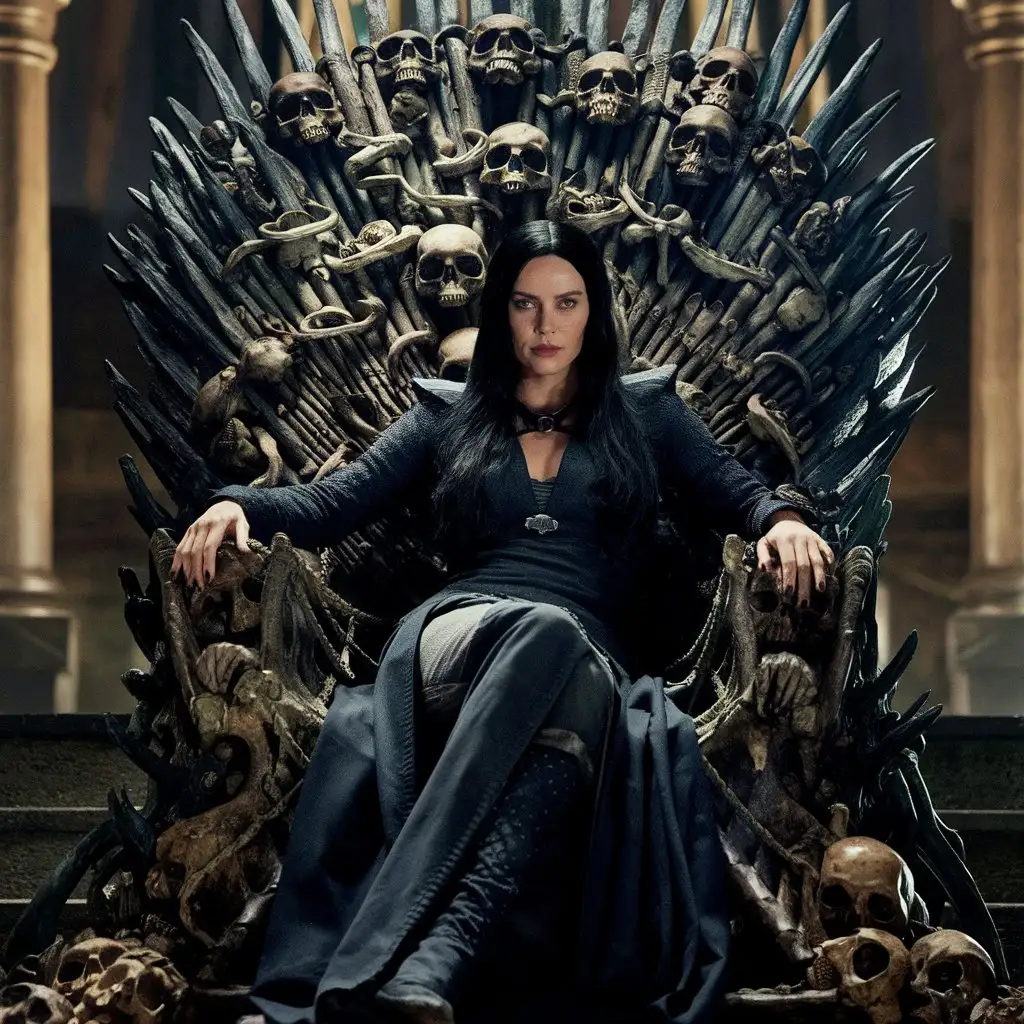 Charlize-Theron-as-Saruman-on-Throne-of-Skulls-in-Cinematic-Style