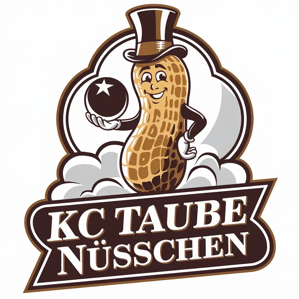 LOGO Design For KC Taube Nsschen Vintage Peanut Mascot with Shiny Black Ball Est 2024