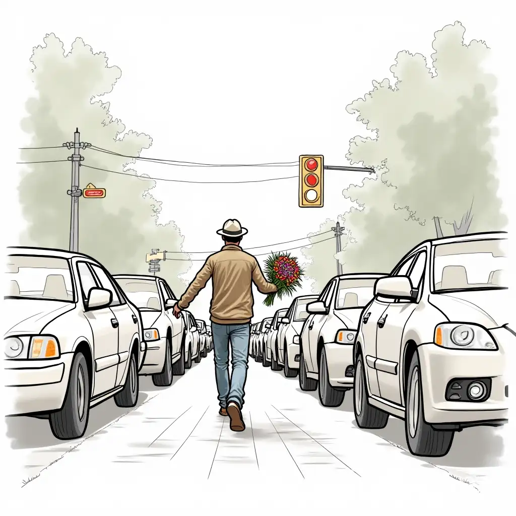 Urban-Flower-Vendor-Selling-Bouquets-in-Traffic