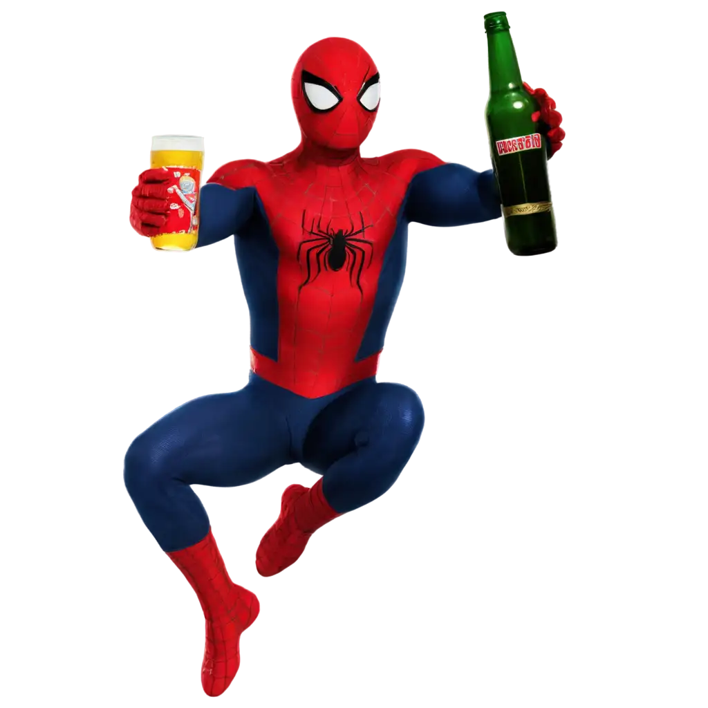 Spiderman with beer bottle