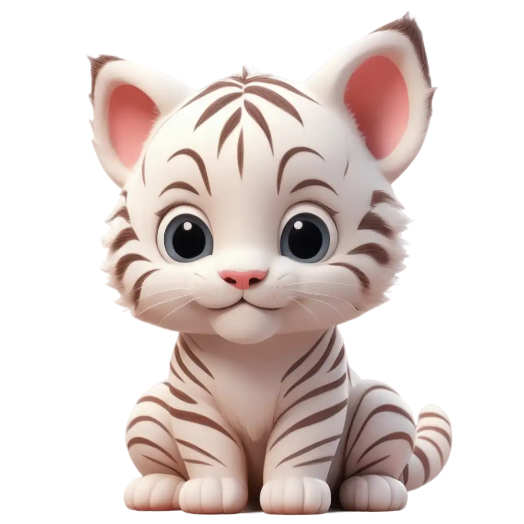 Exquisite-White-KawaiiStyle-Baby-Tiger-PNG-Tranquil-3D-Clay-Sculpture-Inspired-by-Rutkowski-Loish-and-Shinkai