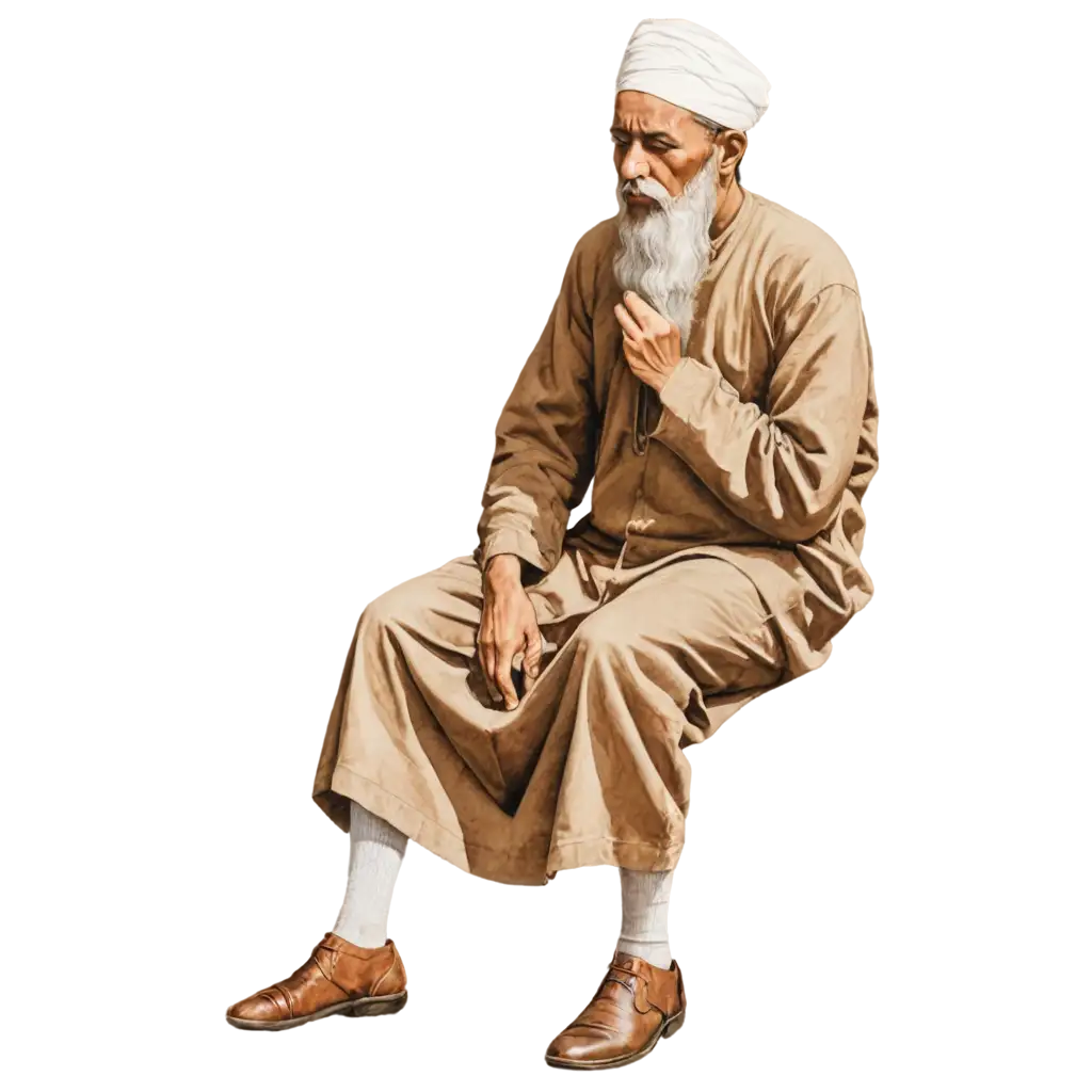 Old-Muslim-Man-Praying-Full-Body-Vintage-Drawing-PNG-for-Enhanced-Clarity-and-Detail