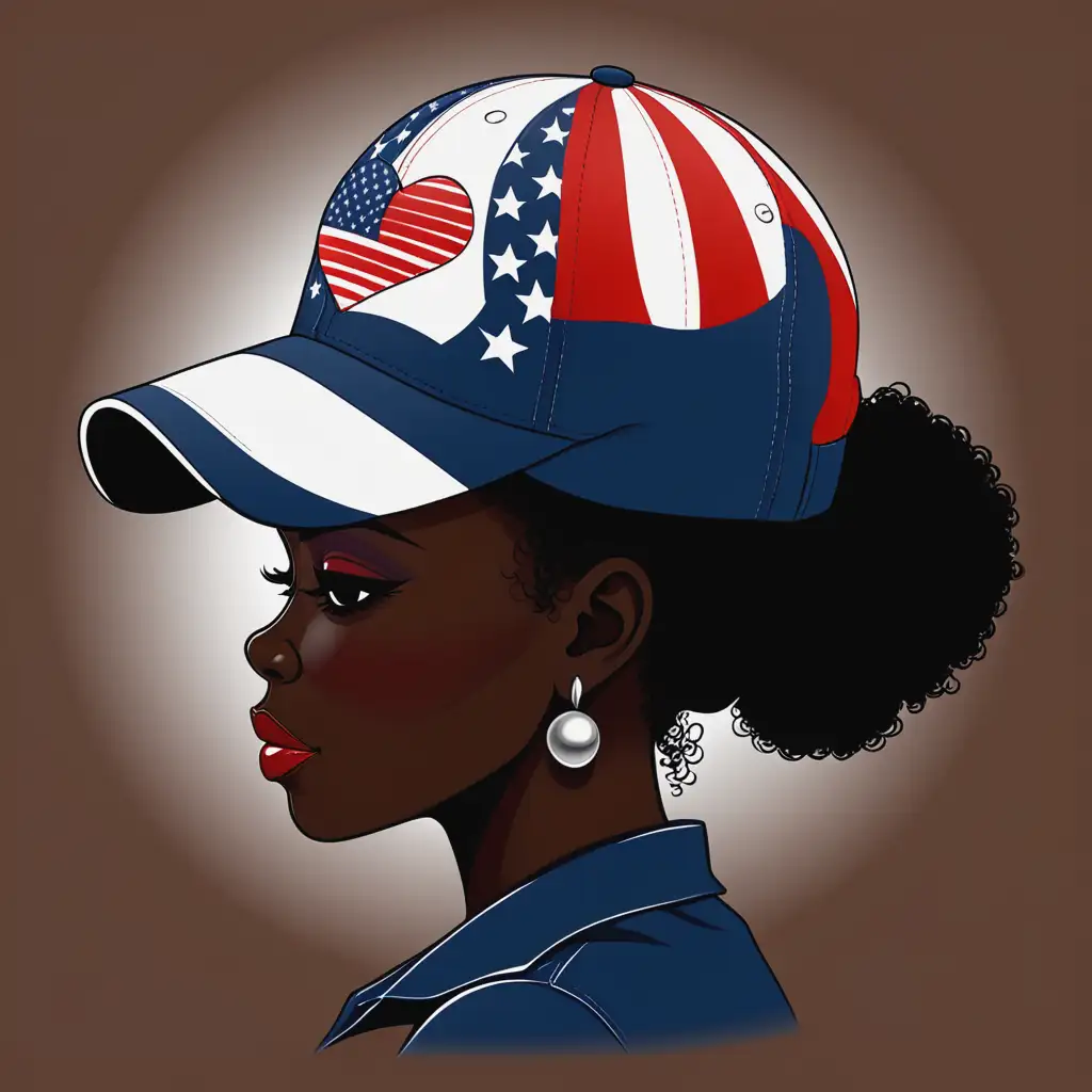 Silhouette-of-African-American-Mother-in-Patriotic-Ball-Cap-Art