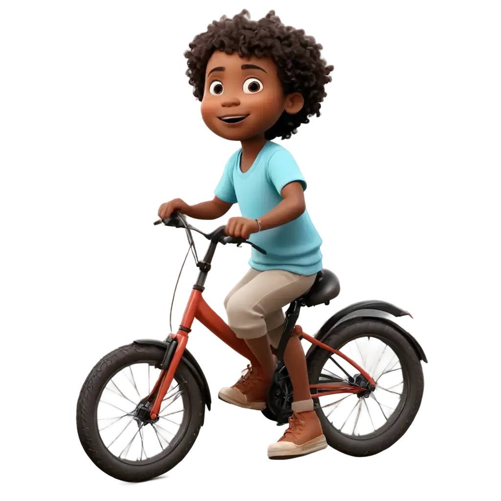 Cartoon-Child-Riding-BlackSkinned-Bike-PNG-Image-High-Quality-Versatile-Format