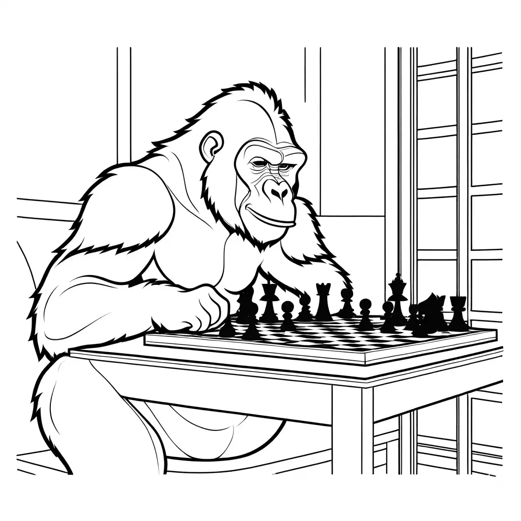 Gorilla-Playing-Chess-Coloring-Page-for-Kids