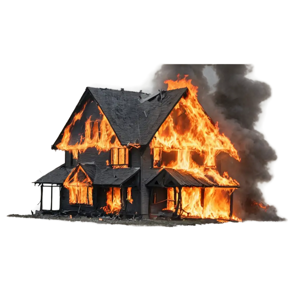 a burning house with fire