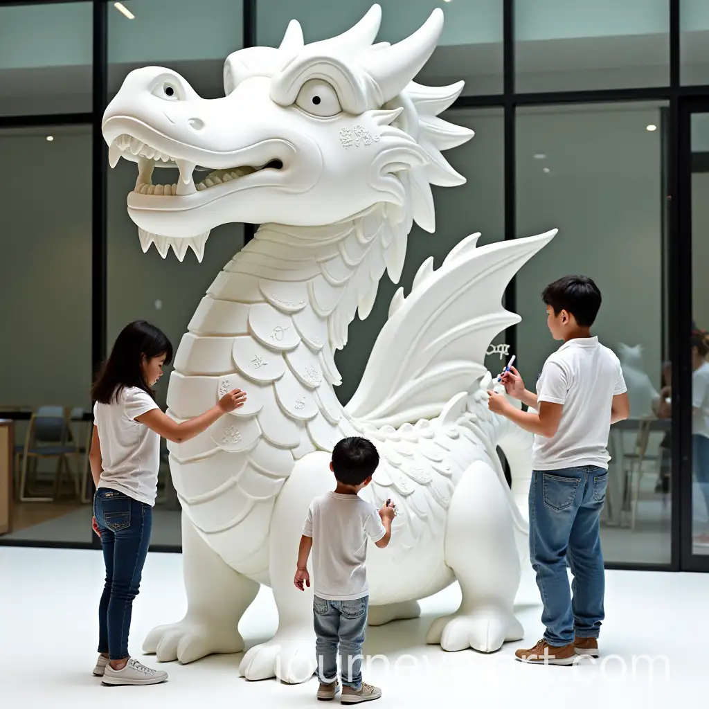 Interactive-Singapore-Dragon-Playground-Sculpture-for-Art-Exhibition-with-Child-and-Parents-Drawing