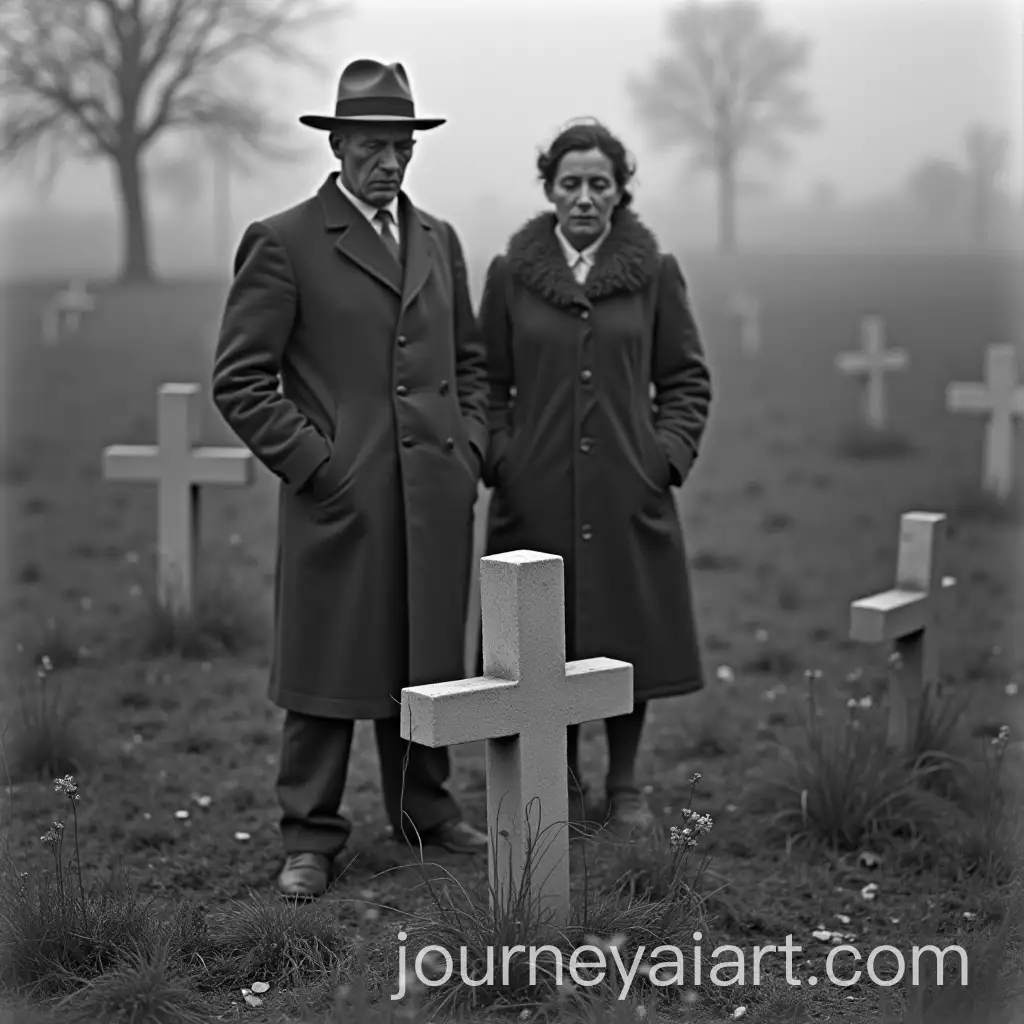 Couple-Mourning-at-Sons-Grave-1930-Emotional-Scene-of-Grief-and-Poverty