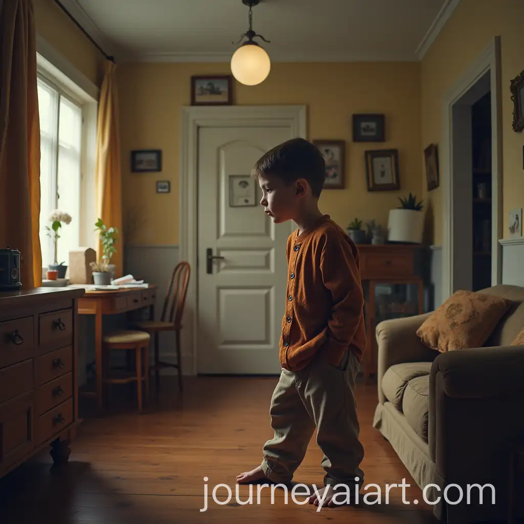 Boy-Home-Alone-in-a-Cozy-Living-Room