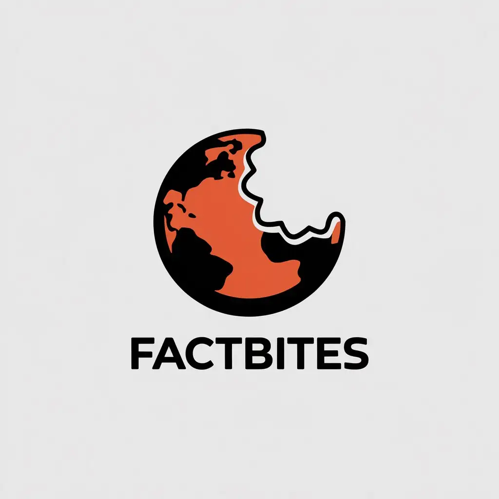 LOGO Design for FactBites Minimalistic Planet Eating Symbol with Clear Background