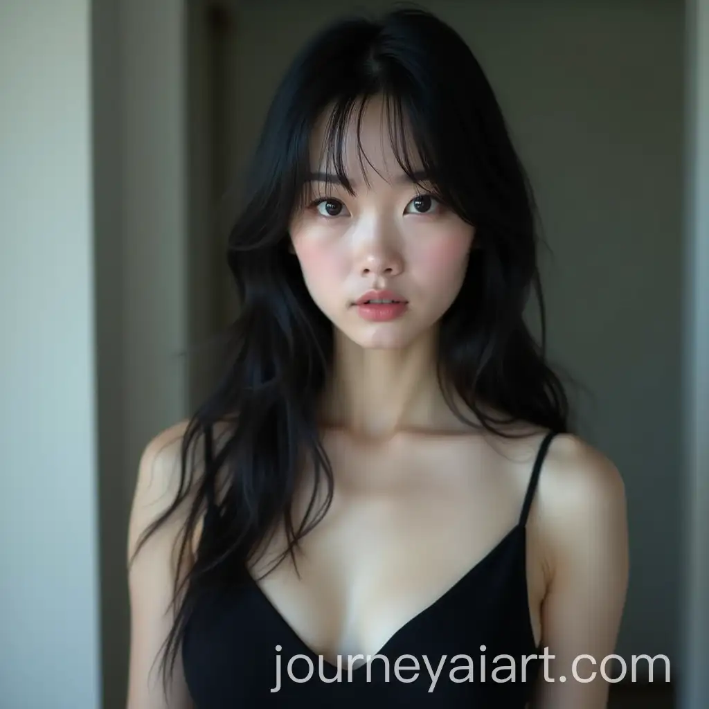 Elegant-Asian-Woman-in-Black-Dress-with-Heterochromatic-Eyes