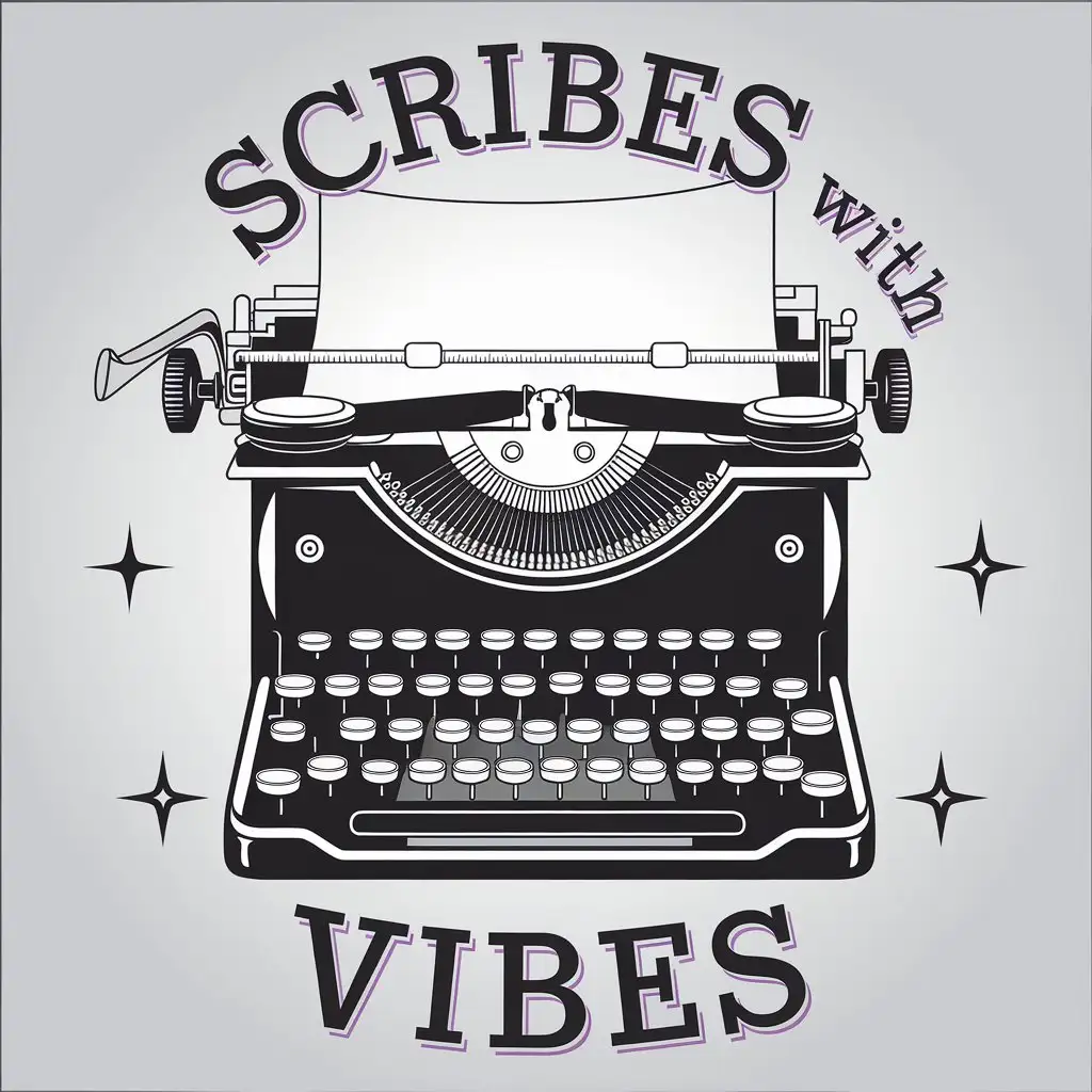 LOGO Design for Scribes with Vibes Typewriter Symbol with Clear Background