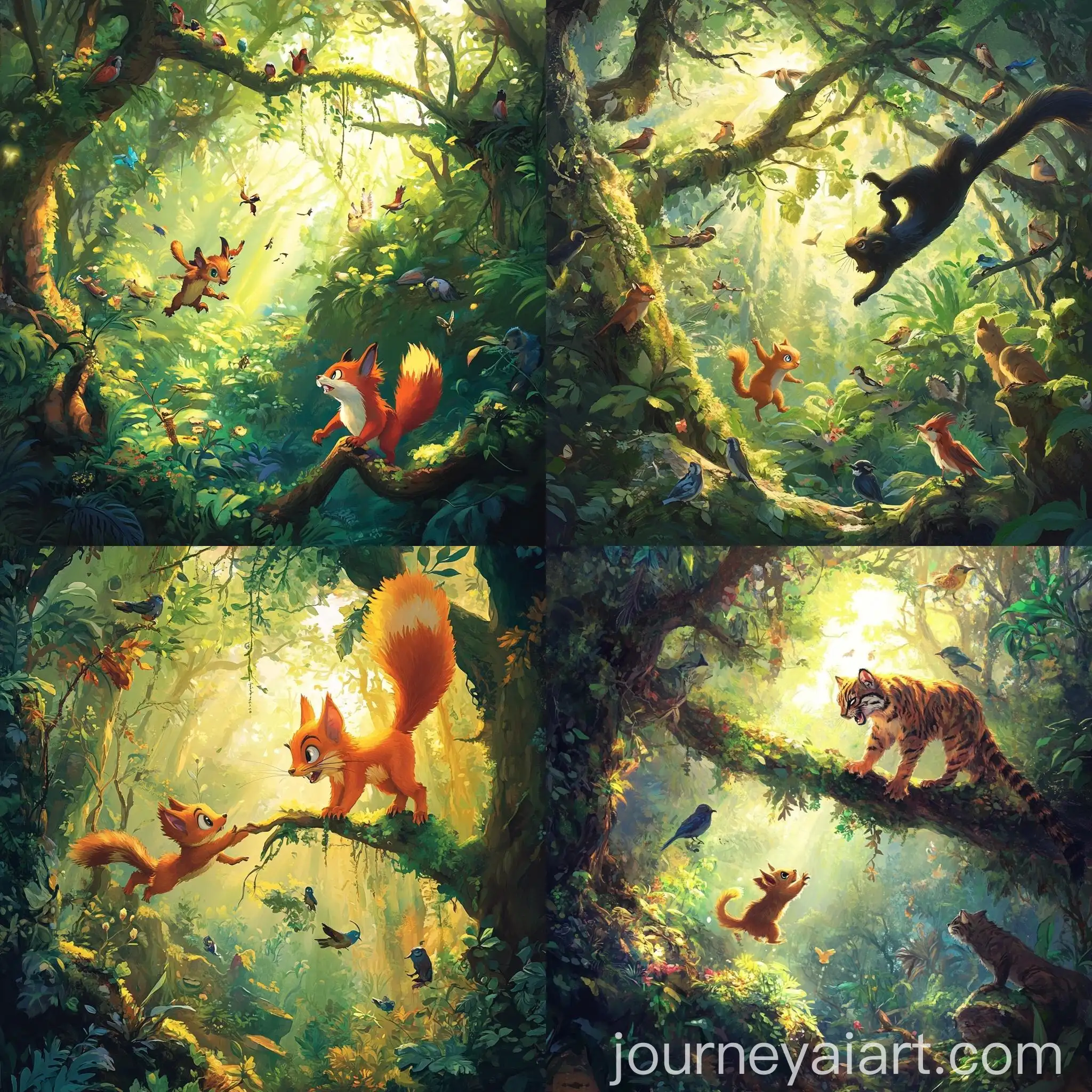 Intense-Forest-Chase-Toby-the-Agile-Squirrel-Evades-Shila-the-Wildcat
