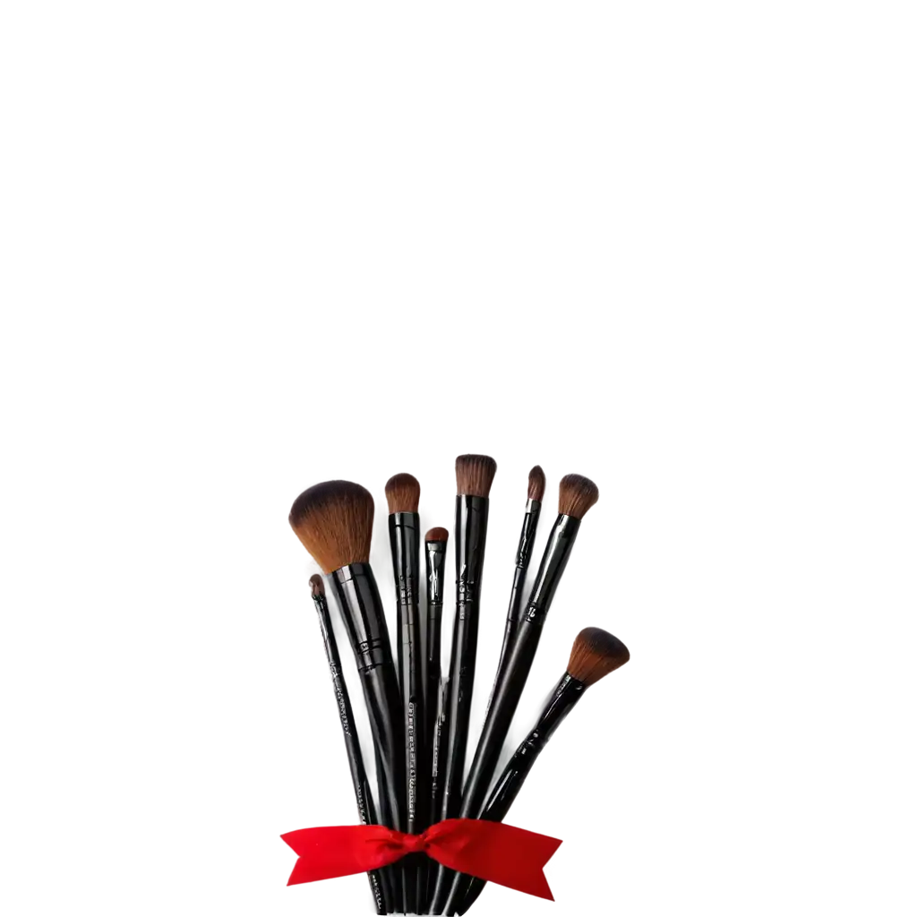 PNG-Image-of-Different-Sizes-Makeup-Brushes-in-Sequence-with-Red-Ribbon-Gift-Bundle