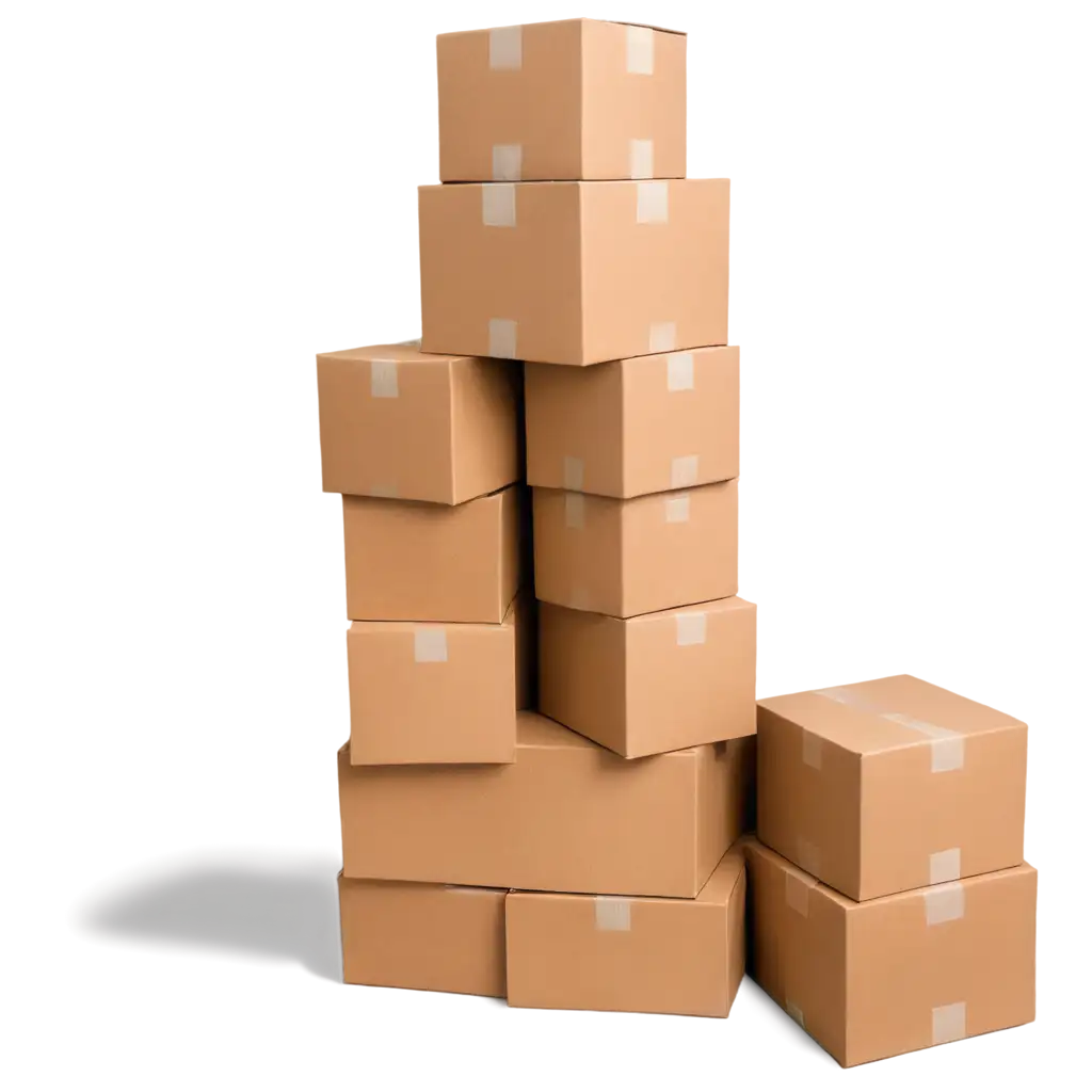 PNG-Image-of-a-Stack-of-Brown-Cardboard-Boxes-Piled-on-One-Side-with-Empty-Space-in-the-Center-for-Customization