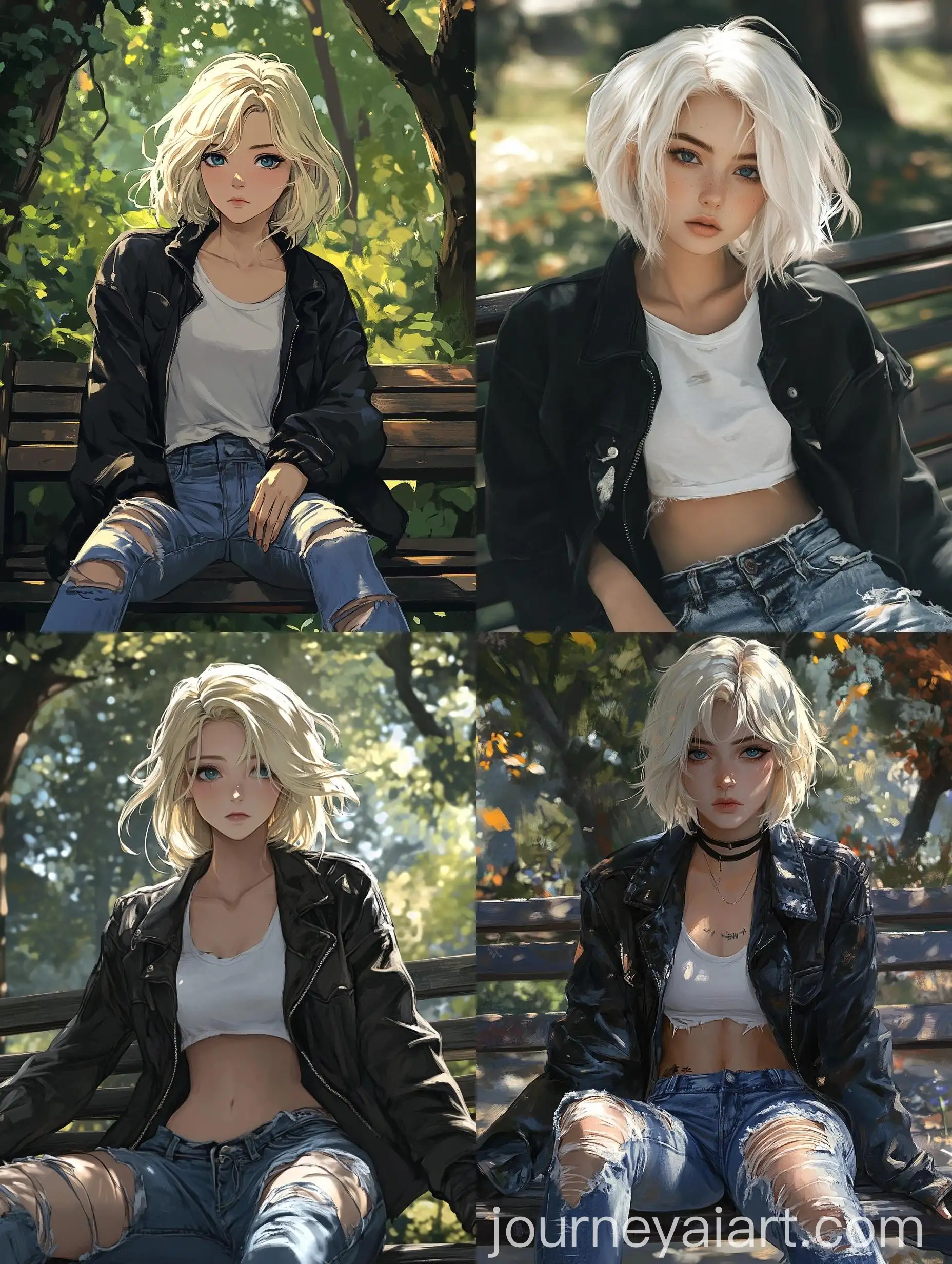 Blonde-Girl-in-Urban-Park-Setting-Sitting-on-Bench
