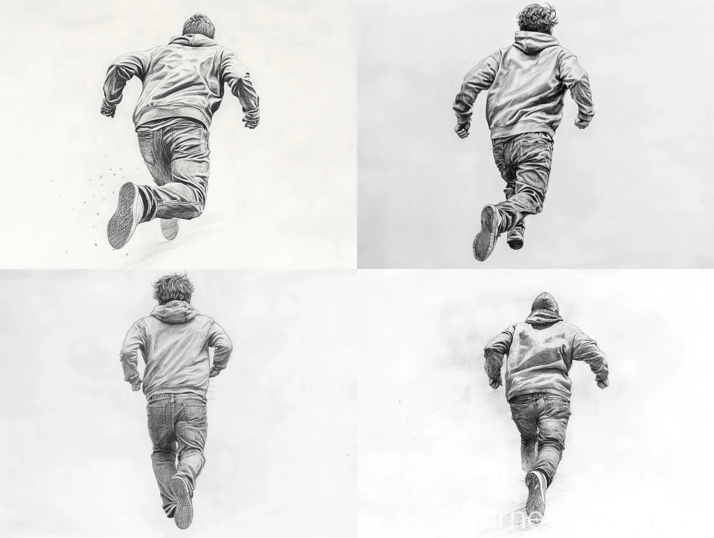 Slim-Man-Running-Fast-in-Oversized-Hoodie-and-Jeans-in-White-World