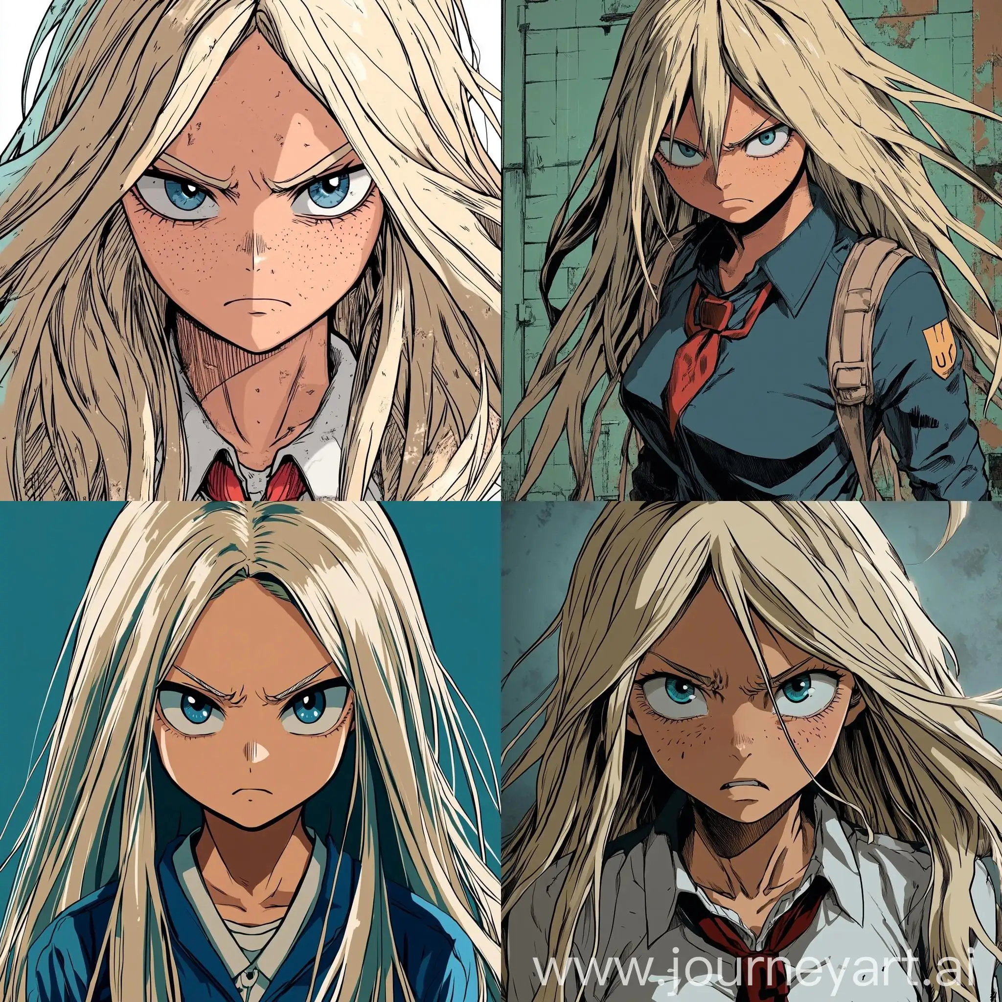 UA-Academy-Student-Manga-Art-Blonde-Girl-with-Angry-Expression-in-Uniform