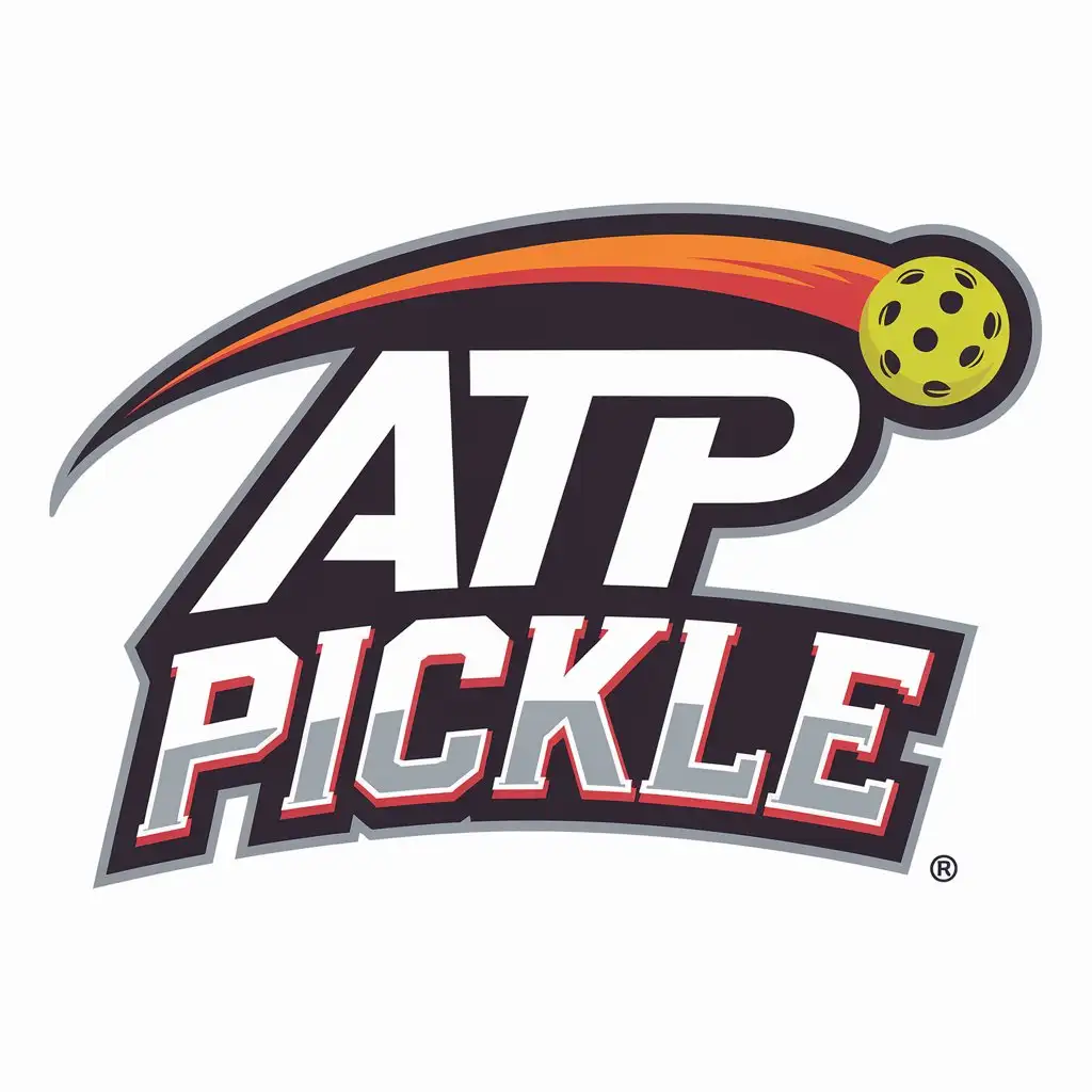 LOGO Design for ATP Pickle Bold White ATP and Red PICKLE with Pickleball Paddle Graphic