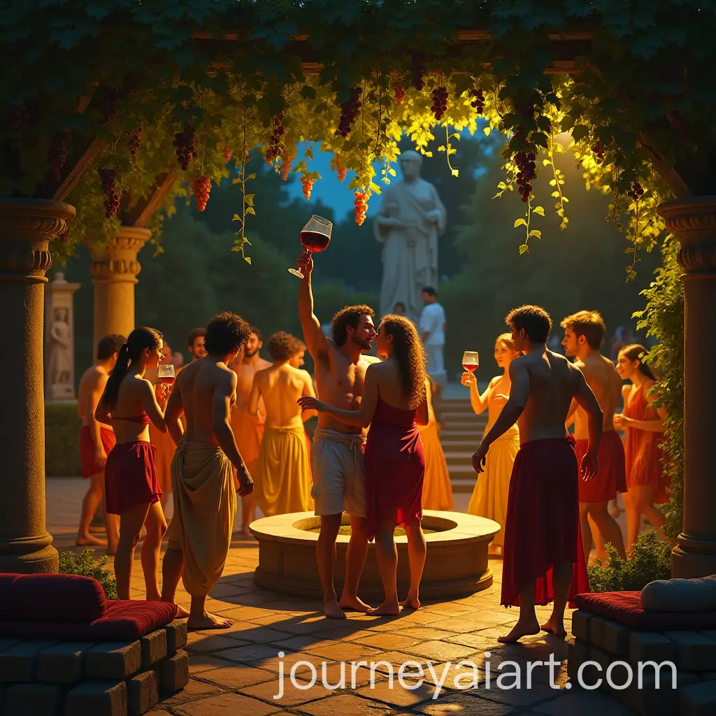 Ecstatic-Revelers-Dancing-Around-a-Roman-Fountain-at-Dusk