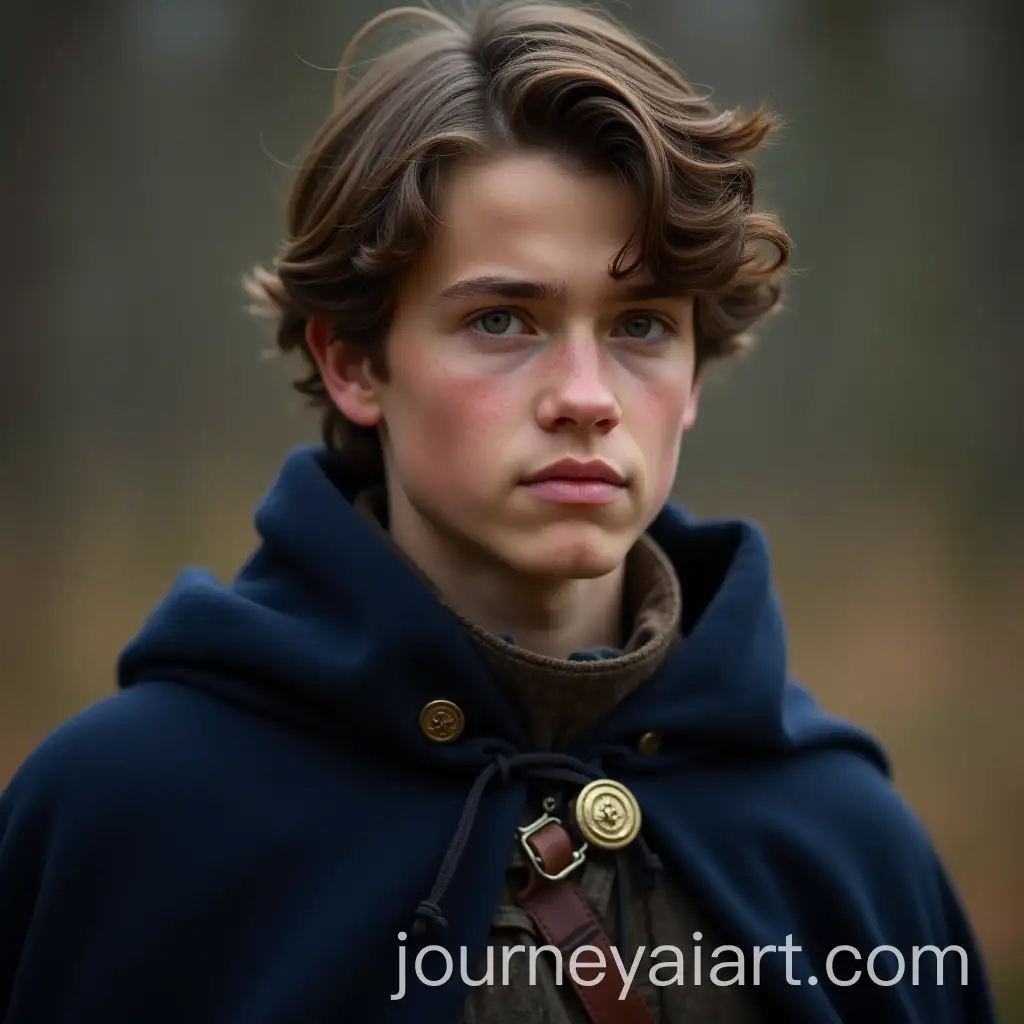 Young-Man-in-Hunters-Garb-with-Navy-Blue-Shoulder-Cloak