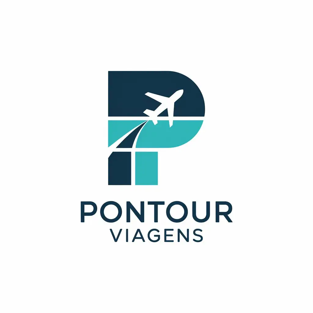 LOGO Design for Pontour Viagens P T Letters with Airplane Theme for Travel Industry