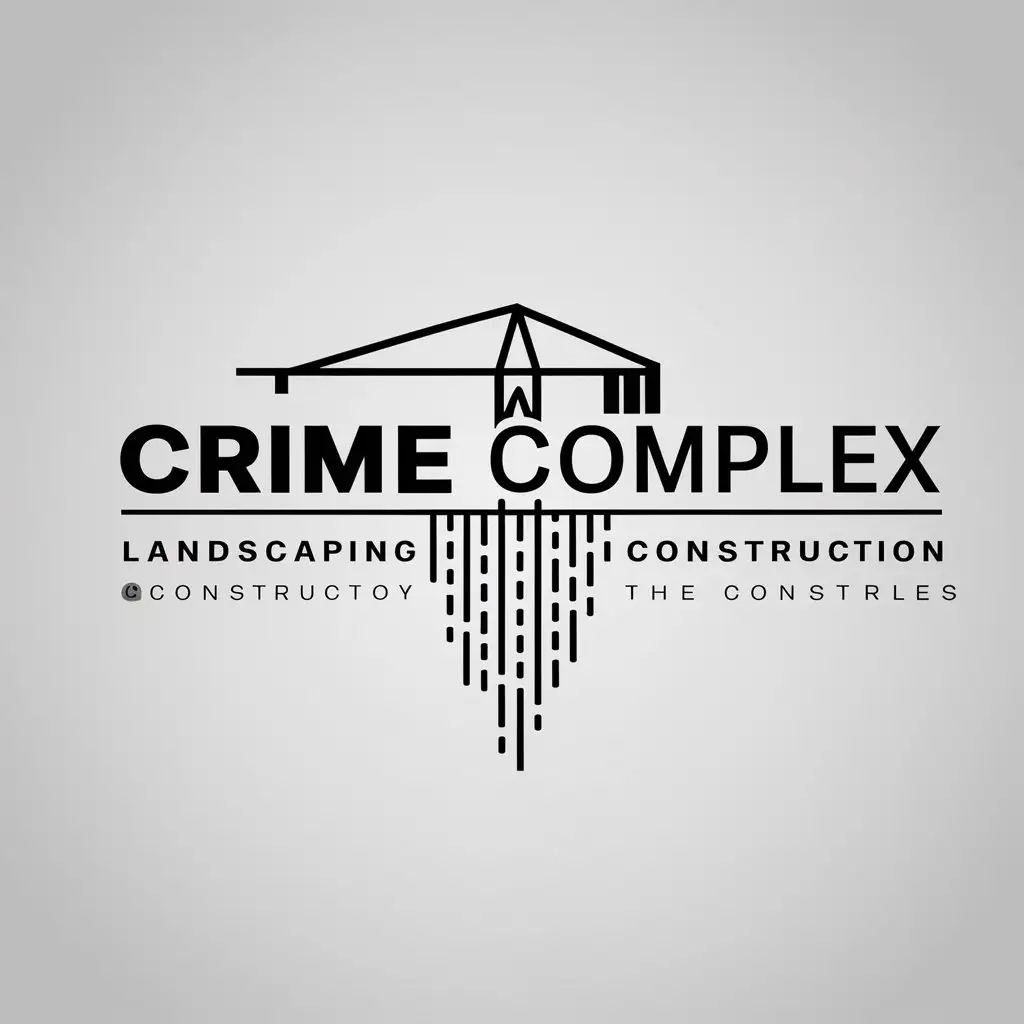 a logo design,with the text "crime complex", main symbol:construction crane, cascade, landscaping,,complex,be used in Construction industry,clear background