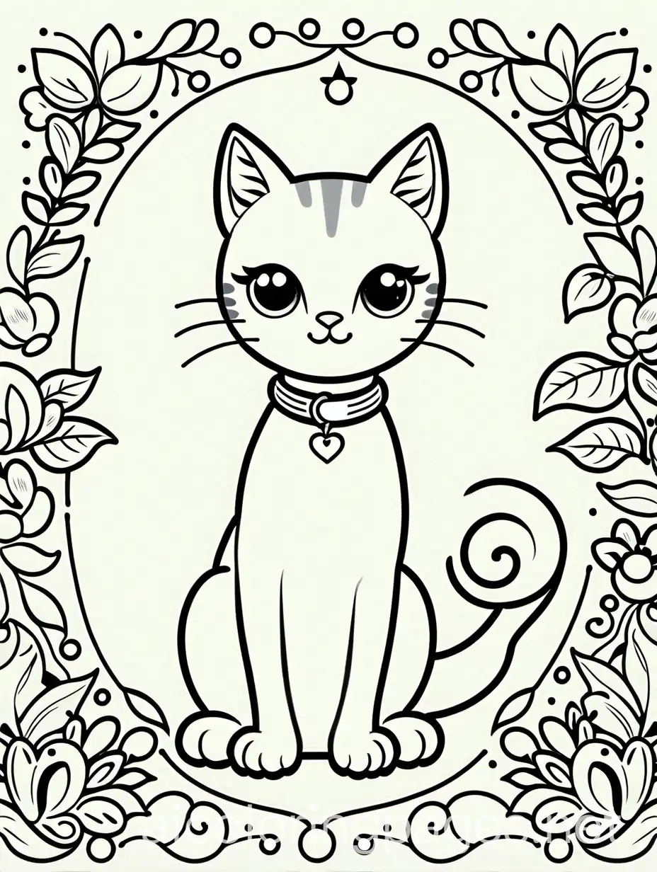 Adorable-Cat-Coloring-Page-with-Simple-Geometric-Shapes