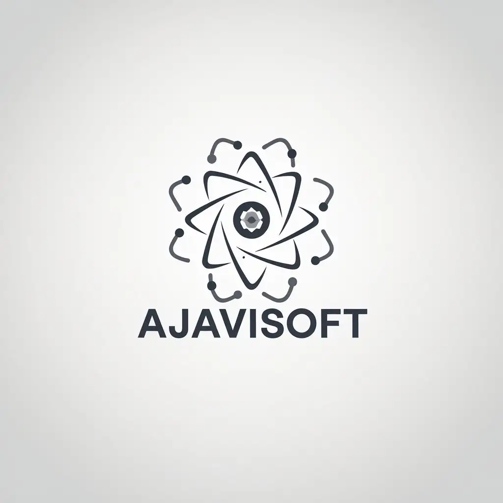 LOGO Design for AjaviSoft Asymmetric AtomInspired Symbol with Minimalistic Design for Education Industry