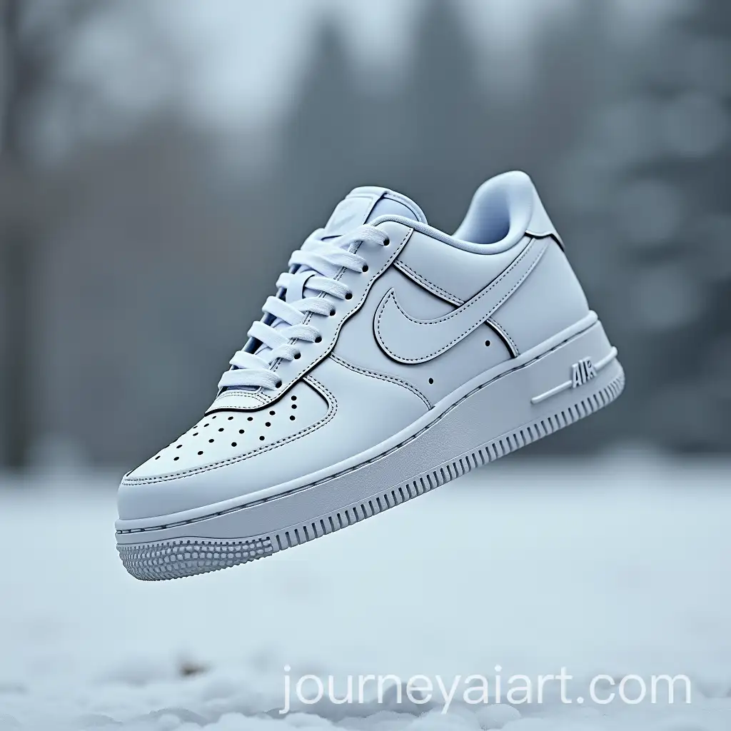 Nike-Air-Force-ShoesAI-Image-Prompt-Expansion-Floating-in-a-Cold-Frosty-Background